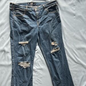 Y2K Low Rise Bootcut Hollister Blue Straight Leg Jeans Distressed